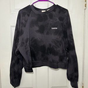 Levi's Black Tie Dye Cropped Sweatshirt Pullover